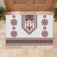 Ukraine Vyshyvanka Inspired Patterns Rubber Doormat White