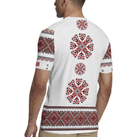 Ukraine Vyshyvanka Inspired Patterns Rugby Jersey White