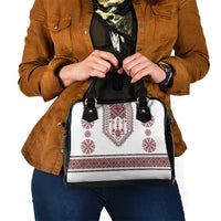 Ukraine Vyshyvanka Inspired Patterns Shoulder Handbag White