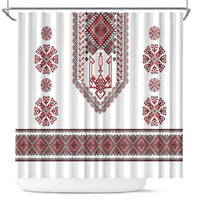 Ukraine Vyshyvanka Inspired Patterns Shower Curtain White