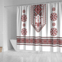 Ukraine Vyshyvanka Inspired Patterns Shower Curtain White