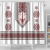 Ukraine Vyshyvanka Inspired Patterns Shower Curtain White