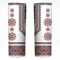 Ukraine Vyshyvanka Inspired Patterns Skinny Tumbler White