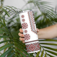 Ukraine Vyshyvanka Inspired Patterns Skinny Tumbler White