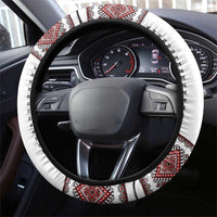 Ukraine Vyshyvanka Inspired Patterns Steering Wheel Cover White