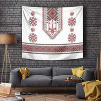Ukraine Vyshyvanka Inspired Patterns Tapestry White