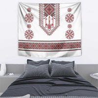 Ukraine Vyshyvanka Inspired Patterns Tapestry White