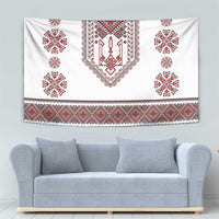Ukraine Vyshyvanka Inspired Patterns Tapestry White