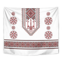 Ukraine Vyshyvanka Inspired Patterns Tapestry White