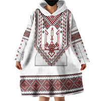 Ukraine Vyshyvanka Inspired Patterns Wearable Blanket Hoodie White