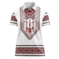 Ukraine Vyshyvanka Inspired Patterns Women Polo Shirt White