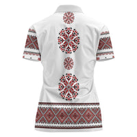 Ukraine Vyshyvanka Inspired Patterns Women Polo Shirt White
