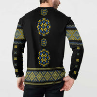 Ukraine Vyshyvanka Inspired Patterns Button Sweatshirt Ukraini Colors