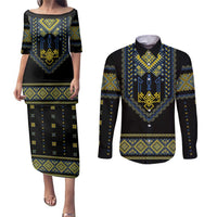 Ukraine Vyshyvanka Inspired Patterns Couples Matching Puletasi and Long Sleeve Button Shirt Ukraini Colors