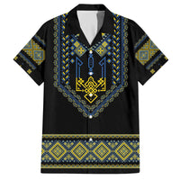 Ukraine Vyshyvanka Inspired Patterns Family Matching Off The Shoulder Long Sleeve Dress and Hawaiian Shirt Ukraini Colors