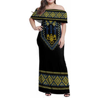 Ukraine Vyshyvanka Inspired Patterns Family Matching Off Shoulder Maxi Dress and Hawaiian Shirt Ukraini Colors