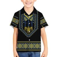 Ukraine Vyshyvanka Inspired Patterns Family Matching Off Shoulder Short Dress and Hawaiian Shirt Ukraini Colors