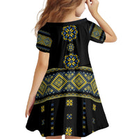 Ukraine Vyshyvanka Inspired Patterns Family Matching Short Sleeve Bodycon Dress and Hawaiian Shirt Ukraini Colors