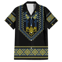 Ukraine Vyshyvanka Inspired Patterns Family Matching Short Sleeve Bodycon Dress and Hawaiian Shirt Ukraini Colors