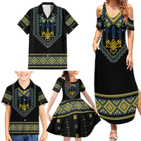 Ukraine Vyshyvanka Inspired Patterns Family Matching Summer Maxi Dress and Hawaiian Shirt Ukraini Colors