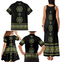 Ukraine Vyshyvanka Inspired Patterns Family Matching Tank Maxi Dress and Hawaiian Shirt Ukraini Colors