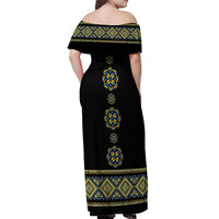Ukraine Vyshyvanka Inspired Patterns Off Shoulder Maxi Dress Ukraini Colors