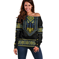 Ukraine Vyshyvanka Inspired Patterns Off Shoulder Sweater Ukraini Colors