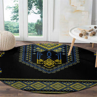 Ukraine Vyshyvanka Inspired Patterns Round Carpet Ukraini Colors