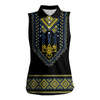 Ukraine Vyshyvanka Inspired Patterns Women Sleeveless Polo Shirt Ukraini Colors