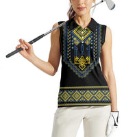 Ukraine Vyshyvanka Inspired Patterns Women Sleeveless Polo Shirt Ukraini Colors