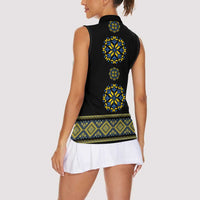 Ukraine Vyshyvanka Inspired Patterns Women Sleeveless Polo Shirt Ukraini Colors