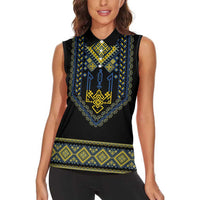 Ukraine Vyshyvanka Inspired Patterns Women Sleeveless Polo Shirt Ukraini Colors