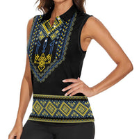 Ukraine Vyshyvanka Inspired Patterns Women Sleeveless Polo Shirt Ukraini Colors