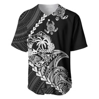 Personalised Guam Baseball Jersey Tribal Turtles Curves Style - Black LT7 - Wonder Print Shop