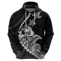 Custom Guam Hoodie Tribal Turtles Curves Style - Black - Wonder Print Shop