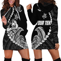 Personalised Guam Hoodie Dress Tribal Turtles Curves Style - Black - Wonder Print Shop