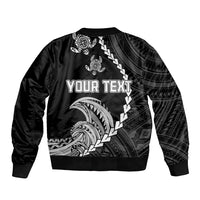 Personalised Guam Sleeve Zip Bomber Jacket Tribal Turtles Curves Style - Black - Wonder Print Shop