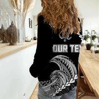 Personalised Guam Women Casual Shirt Tribal Turtles Curves Style - Black - Wonder Print Shop