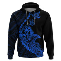 Custom Guam Hoodie Tribal Turtles Curves Style - Blue - Wonder Print Shop