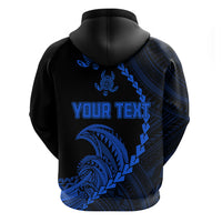 Custom Guam Hoodie Tribal Turtles Curves Style - Blue - Wonder Print Shop