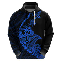 Custom Guam Hoodie Tribal Turtles Curves Style - Blue - Wonder Print Shop