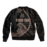 Personalised Guam Bomber Jacket Tribal Turtles Curves Style - Brown LT7 - Wonder Print Shop