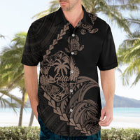 Personalised Guam Hawaiian Shirt Tribal Turtles Curves Style - Brown - Wonder Print Shop