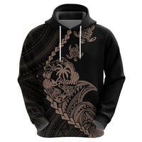 Custom Guam Hoodie Tribal Turtles Curves Style - Brown - Wonder Print Shop