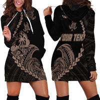 Personalised Guam Hoodie Dress Tribal Turtles Curves Style - Brown - Wonder Print Shop