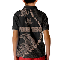Custom Guam Polo Shirt for Kid Tribal Turtles Curves Style Brown - Wonder Print Shop