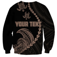 Personalised Guam Sweatshirt Tribal Turtles Curves Style - Brown - Wonder Print Shop