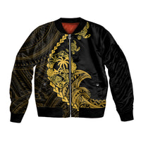 Personalised Guam Bomber Jacket Tribal Turtles Curves Style - Gold LT7 - Wonder Print Shop
