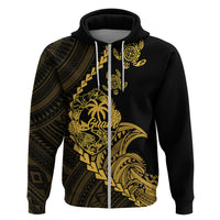 Custom Guam Hoodie Tribal Turtles Curves Style - Gold - Wonder Print Shop