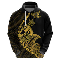 Custom Guam Hoodie Tribal Turtles Curves Style - Gold - Wonder Print Shop